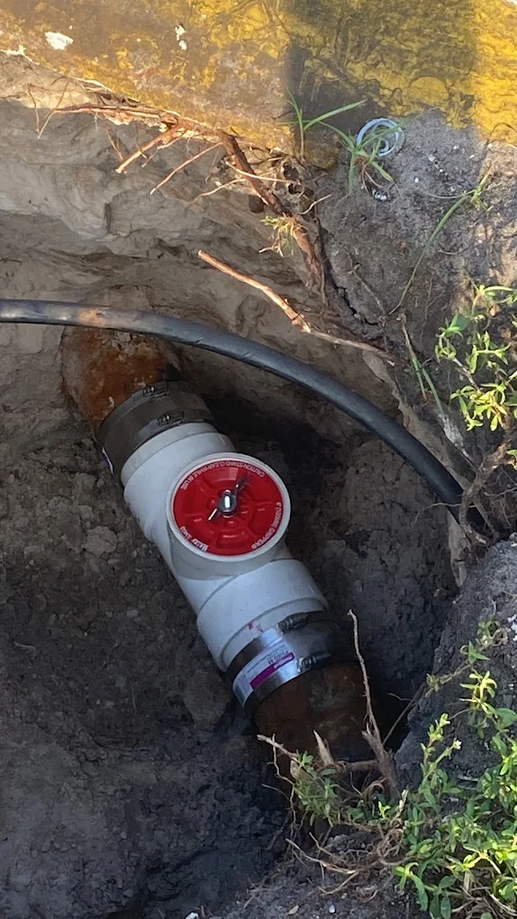 Pipe repair in progress